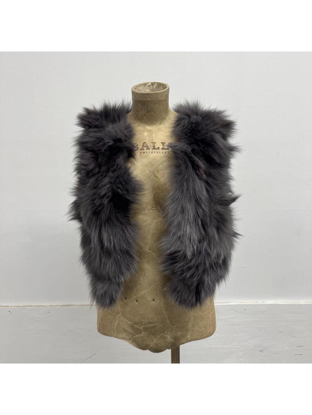 Y2K Vintage Light Slate Gray Genuine Fox Fur Vest
